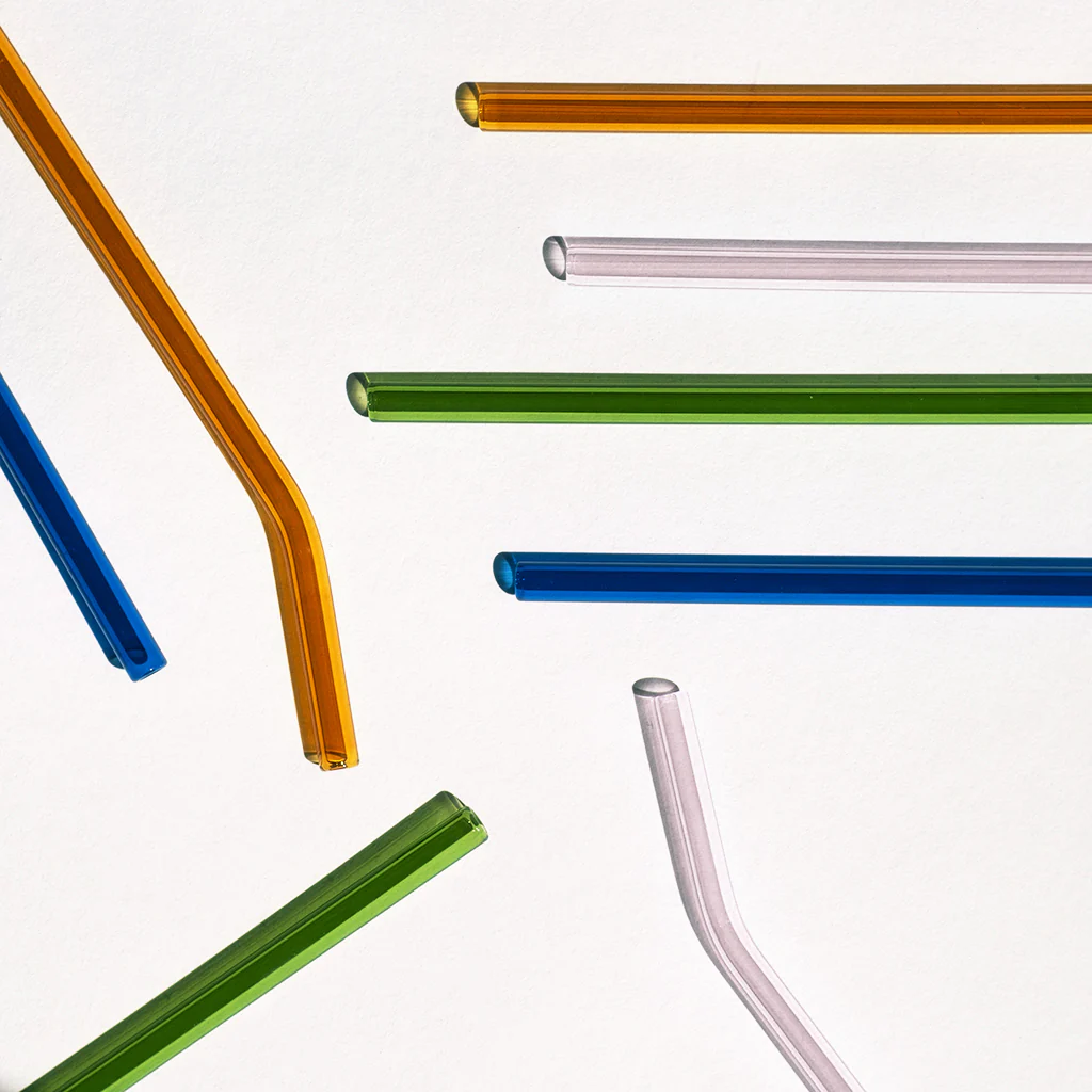 Reusable Glass Bent Straw Dark Blue - Image 2