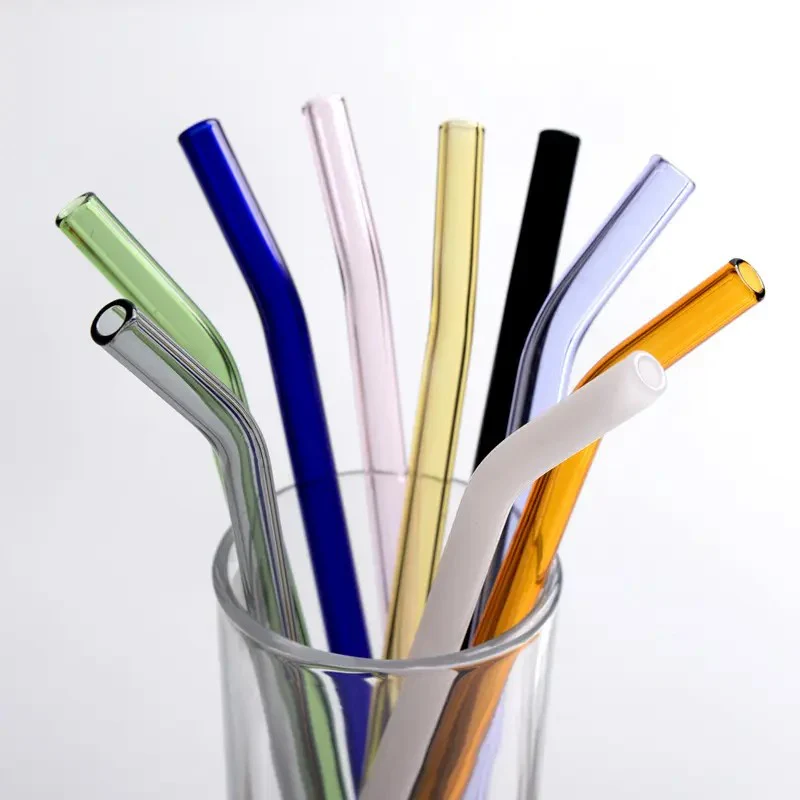 Reusable Glass Bent Straw Smoothie Clear