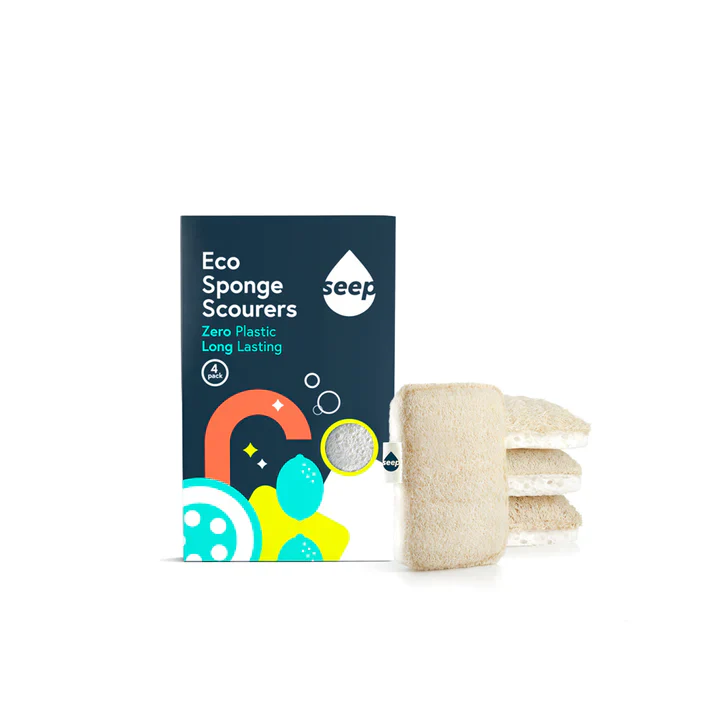 Seep Compostable Sponge with Loofah Scourer Pack of 4