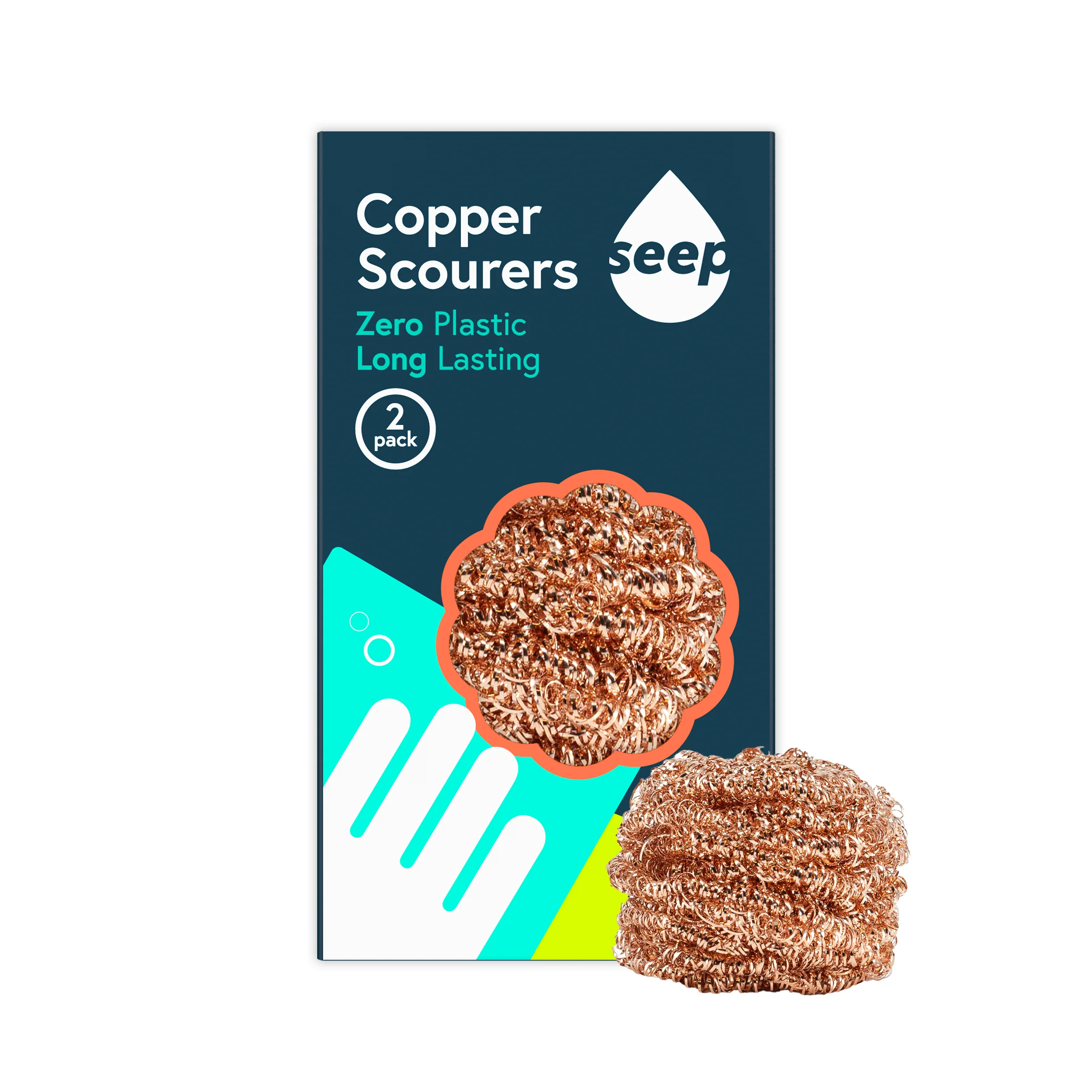 Seep Recyclable Copper Scourers Pack of 2 - Image 2
